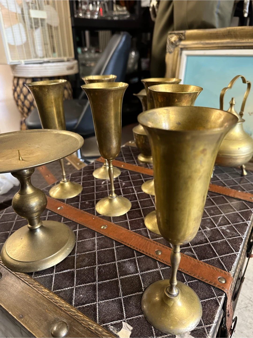 Brass Champagne Flutes, Teapot, Etc… - photo 4