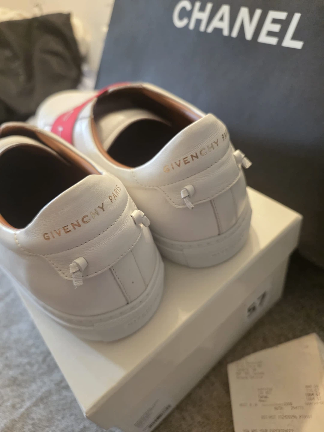 Givenchy Paris White Leather Slip-On Sneakers