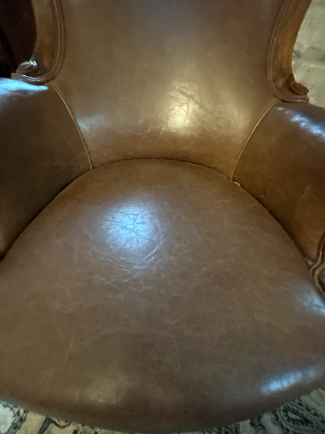 Brown Leather Armchair and Ottoman - photo 3