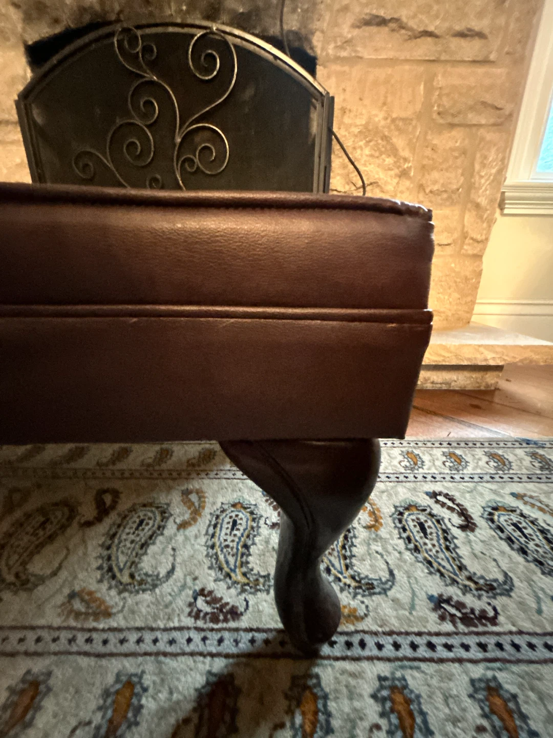 Brown Leather Armchair and Ottoman - photo 5
