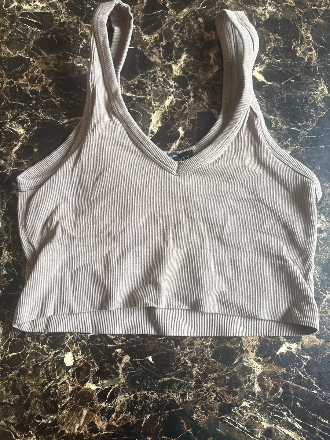 Streetwear Society Ribbed Crop Tank Top - Taupe