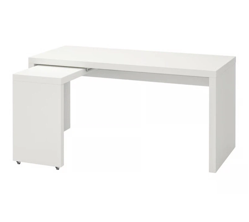 IKEA MALM White Desk with Pull-out Unit
