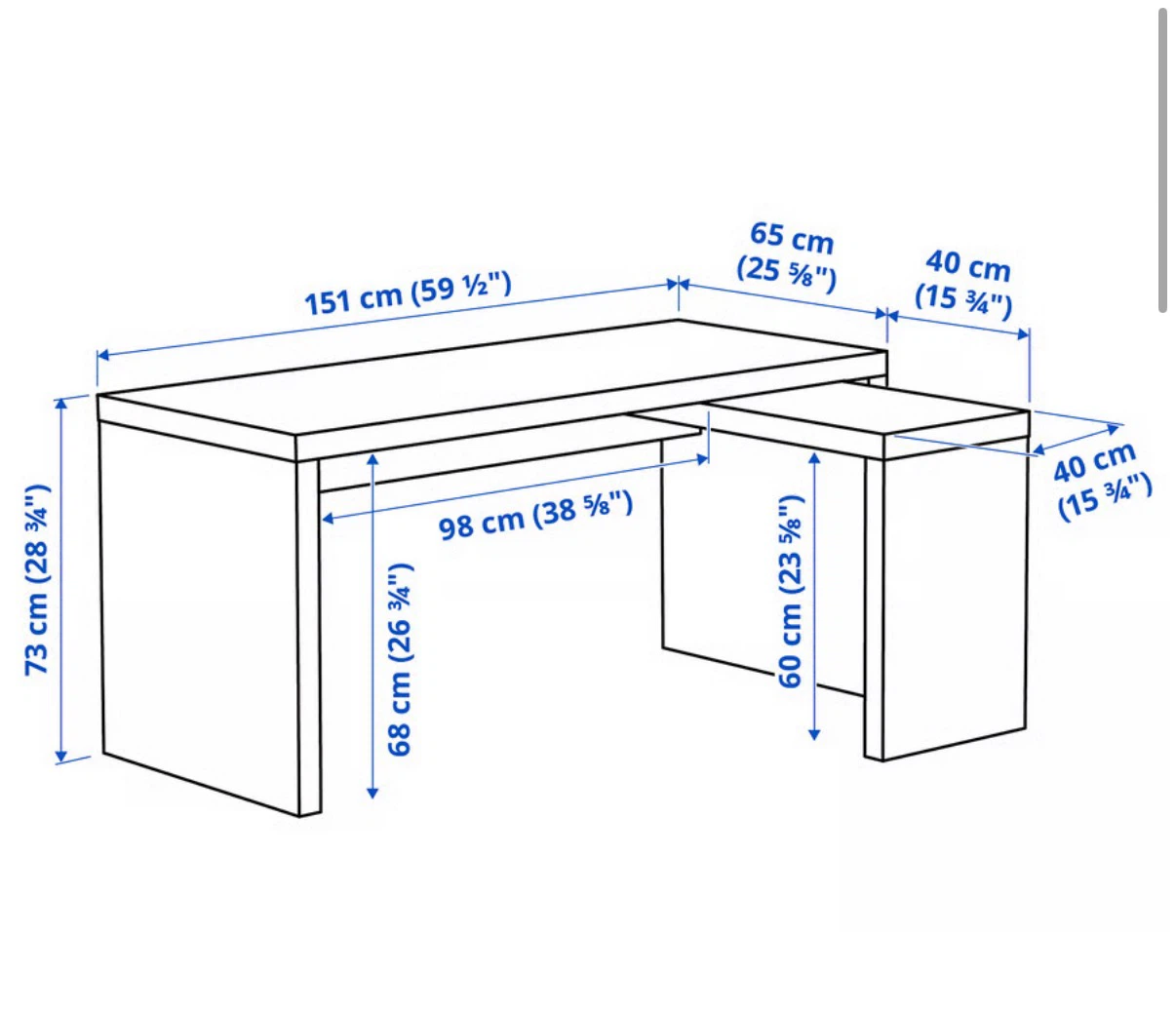 IKEA MALM White Desk with Pull-out Unit - photo 2