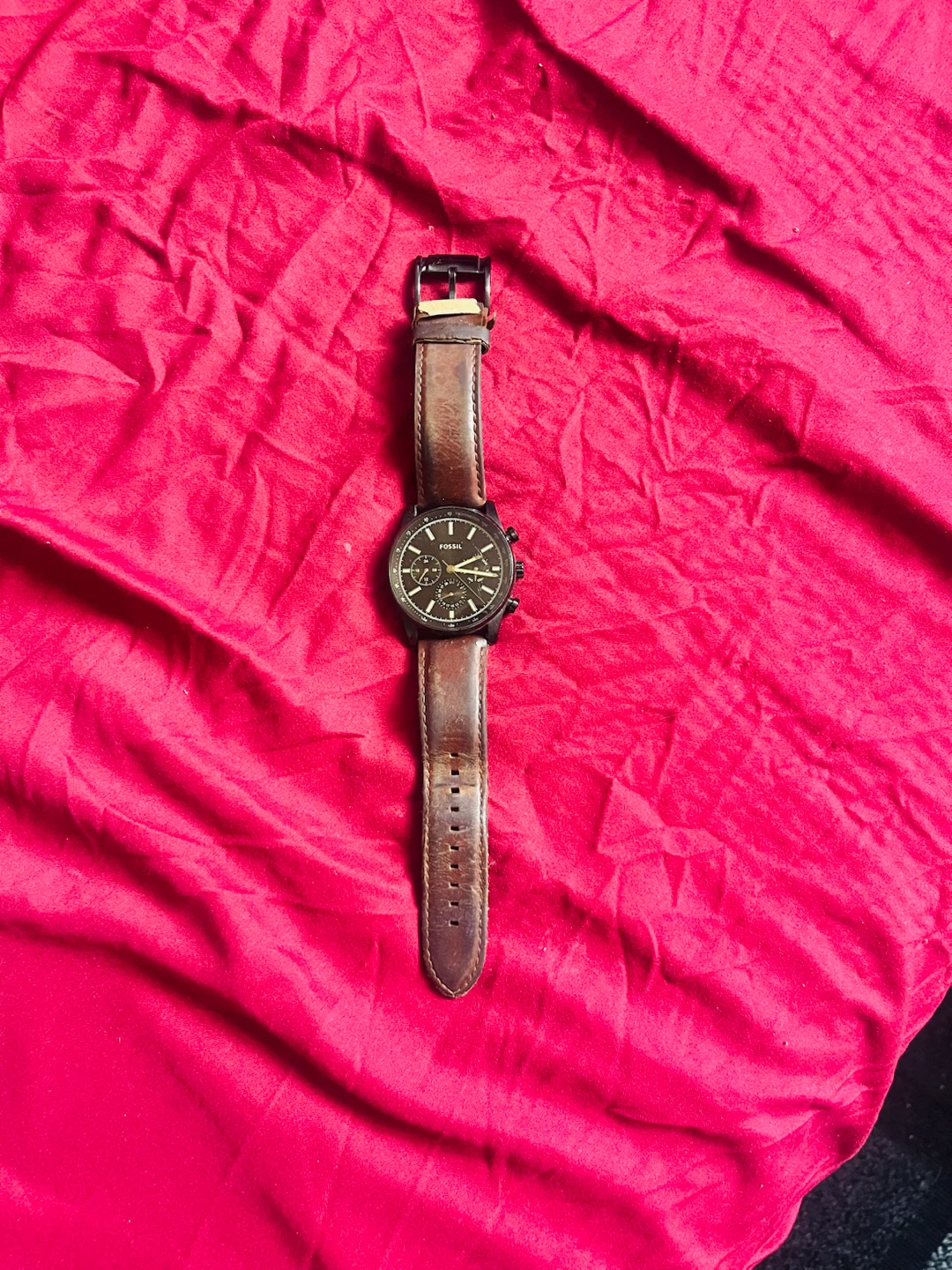 Fossil Watch Chronograph Brown Leather Strap