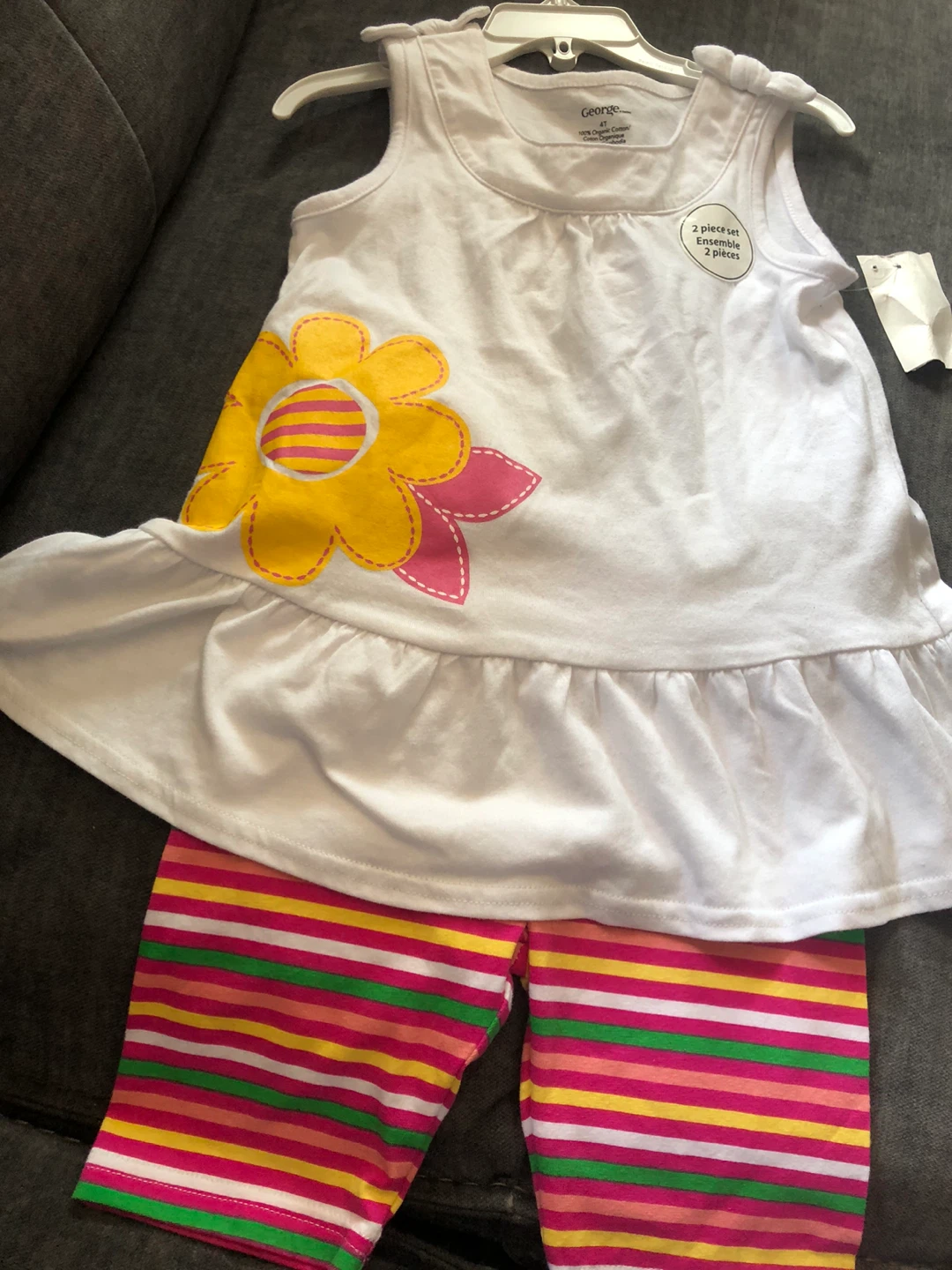 NEW Girls 4T White Floral Tank Top & Striped Shorts Set - photo 4