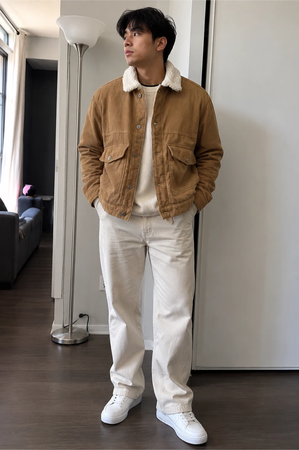 H&M Corduroy Sherpa Lined Jacket