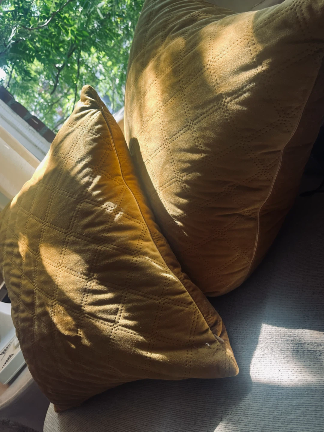 3 Throw Pillows - Geometric Black & White and Mustard Yellow - photo 4