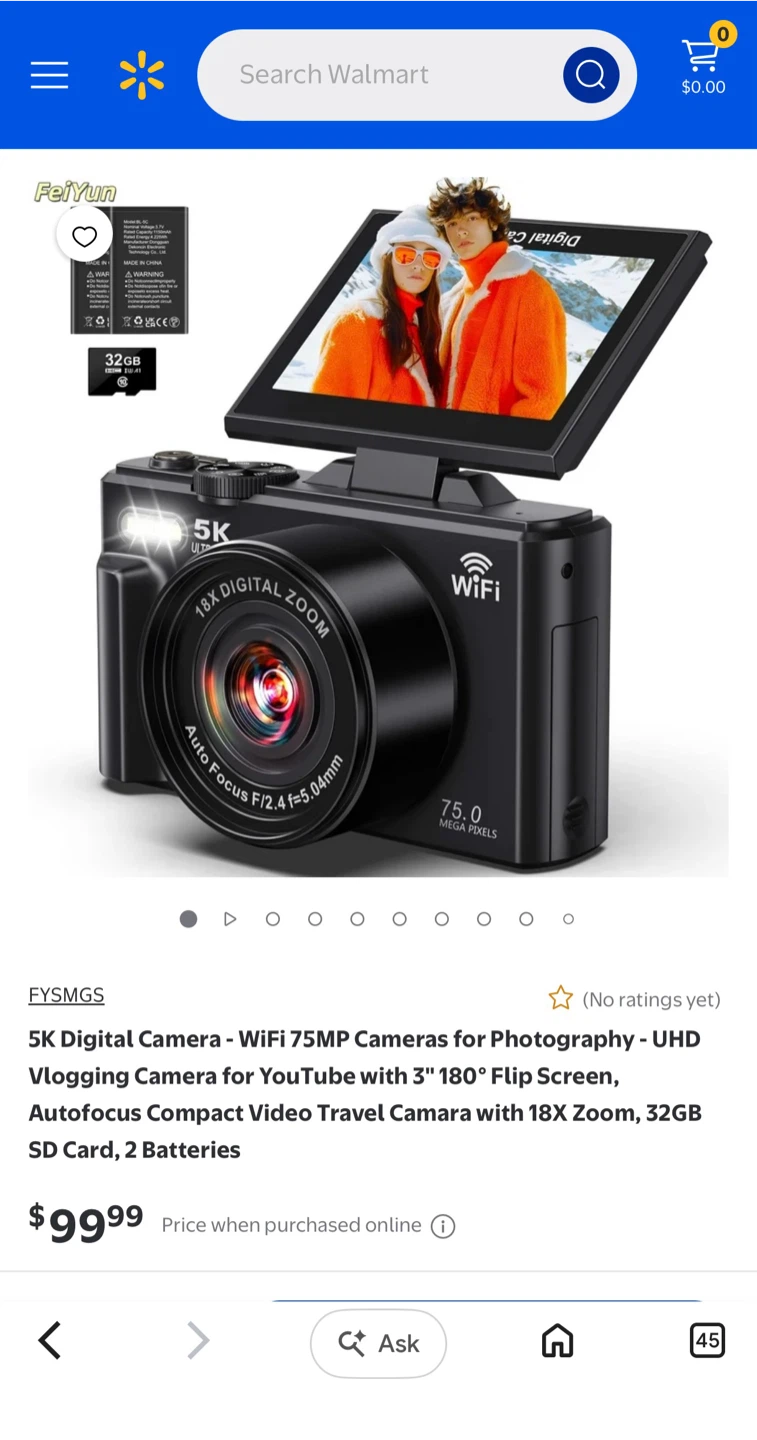 Digital Camera - WiFi 75MP Cameras for Vlogging /Photography