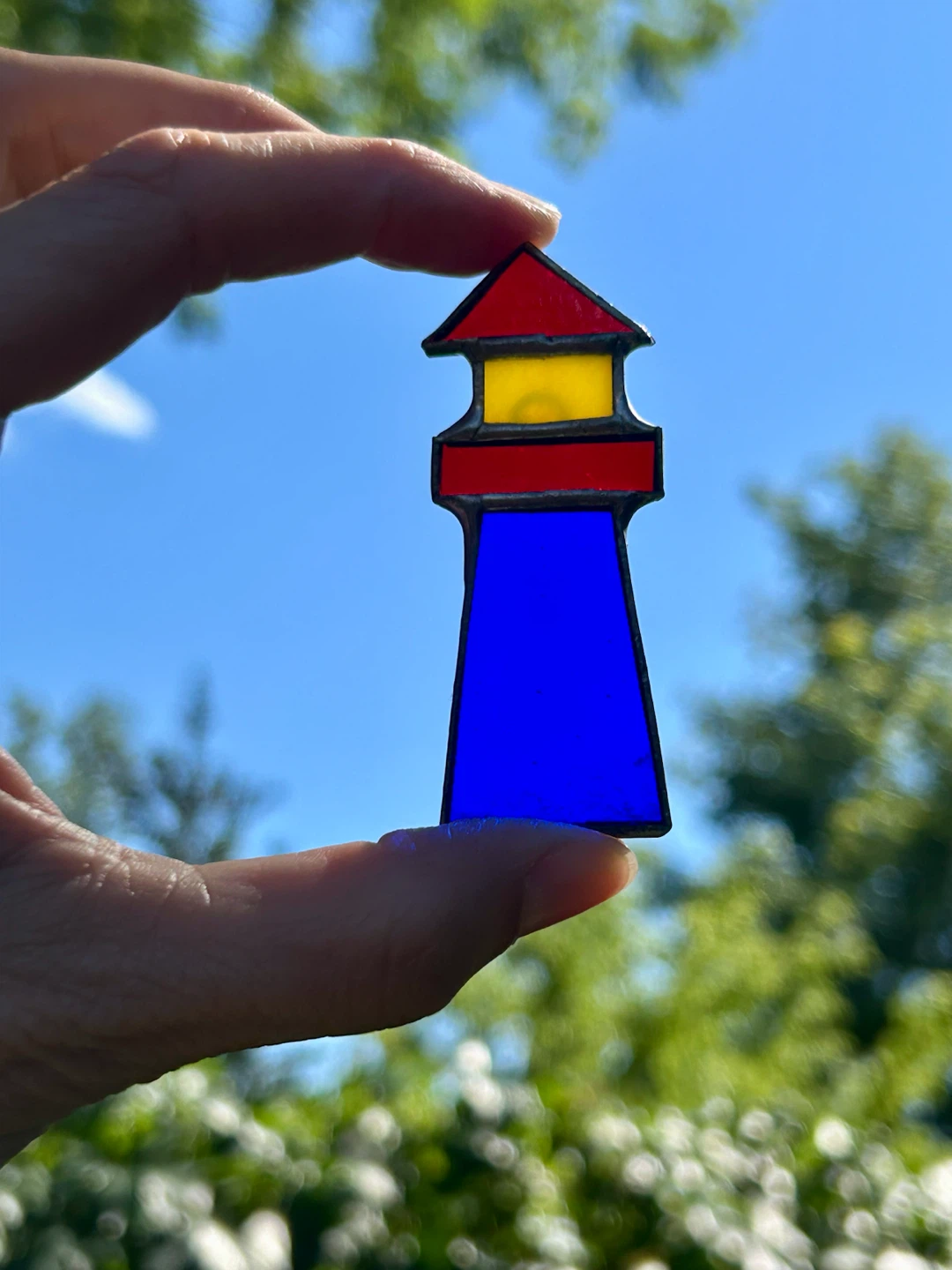Stained glass lighthouse suncatcher