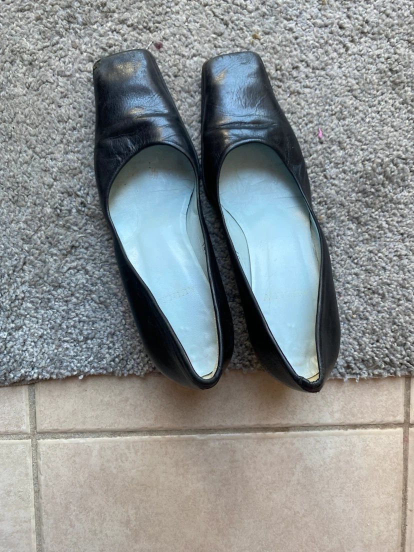 Black Leather Heels Size 37