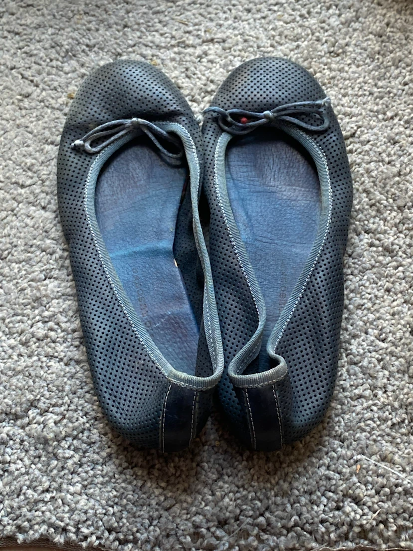 Blue Perforated Ballet Flats