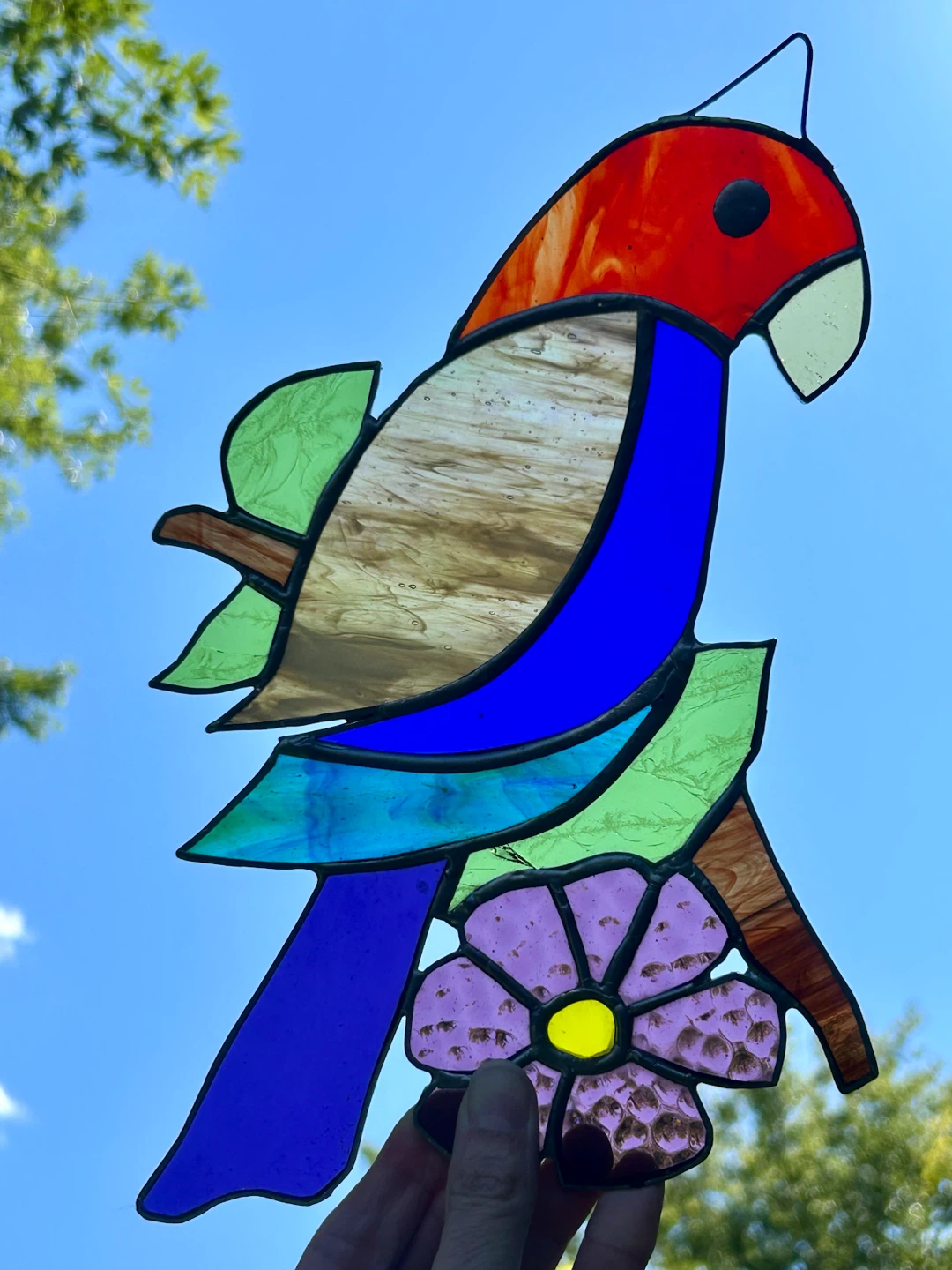 Stained Glass Parrot Suncatcher
