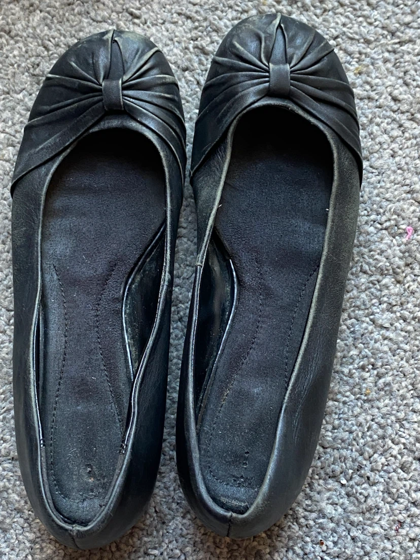 Black Ballet Flats with Bow Detail