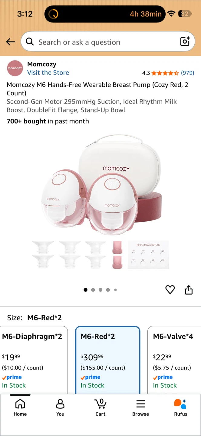 Momcozy M6 Hands-Free Wearable Breast Pump – Open Box, un-used - photo 3