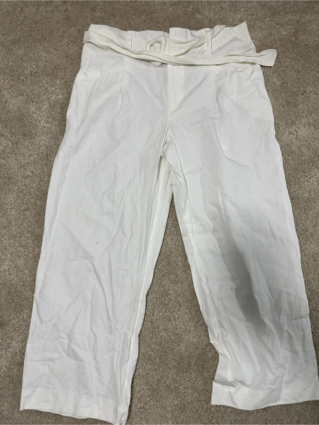 ZARA White Wide Leg Cropped Pants