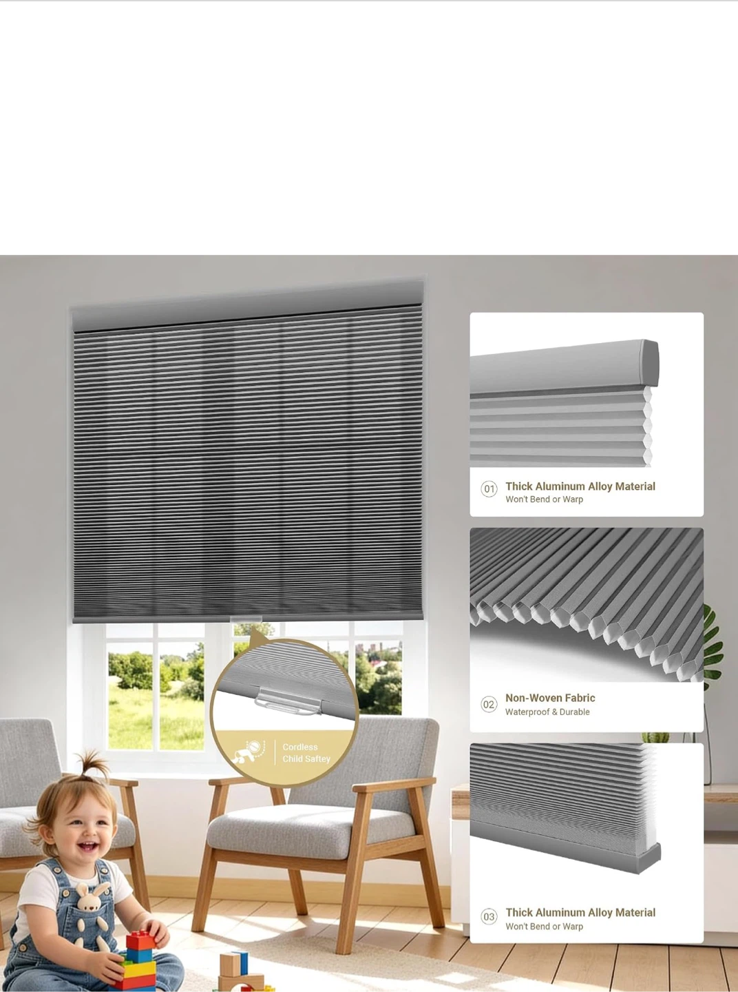 Like New Cordless Blackout Cellular Shades / Honeycomb Blinds - photo 2