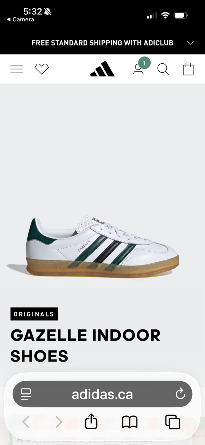 Adidas Gazelle Indoor Shoes - White/Green