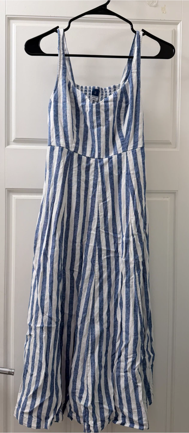 Old Navy Blue and White Striped Jumpsuit