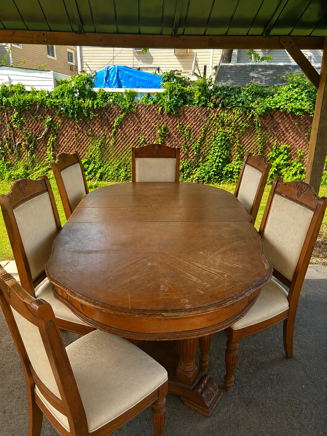 Queen size bed set with mirror and dining set of 6 chairs - photo 2