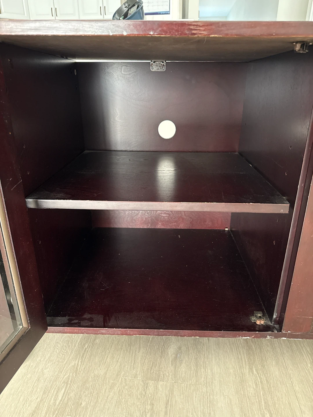 Dark Wood Media Console with Glass Doors - photo 2