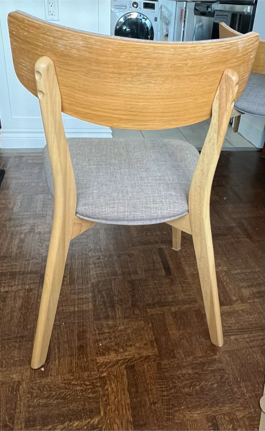 Grey Upholstered Dining Chair with Wooden Legs - photo 2