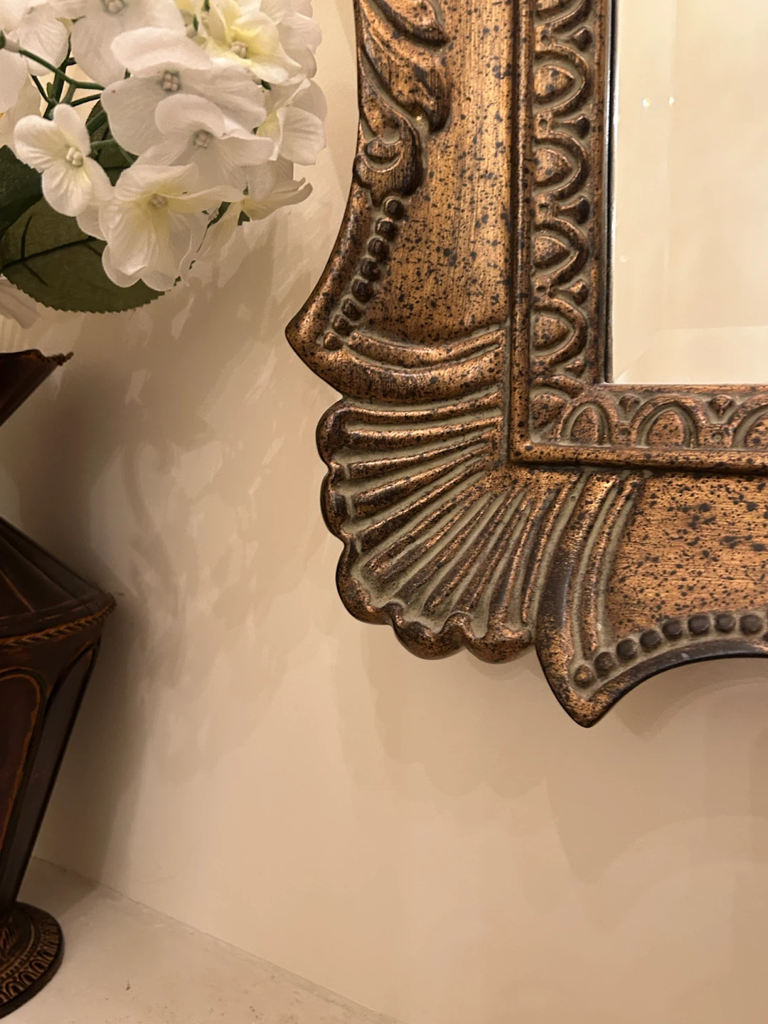 Large Ornate Bronze Wall Mirror - photo 2