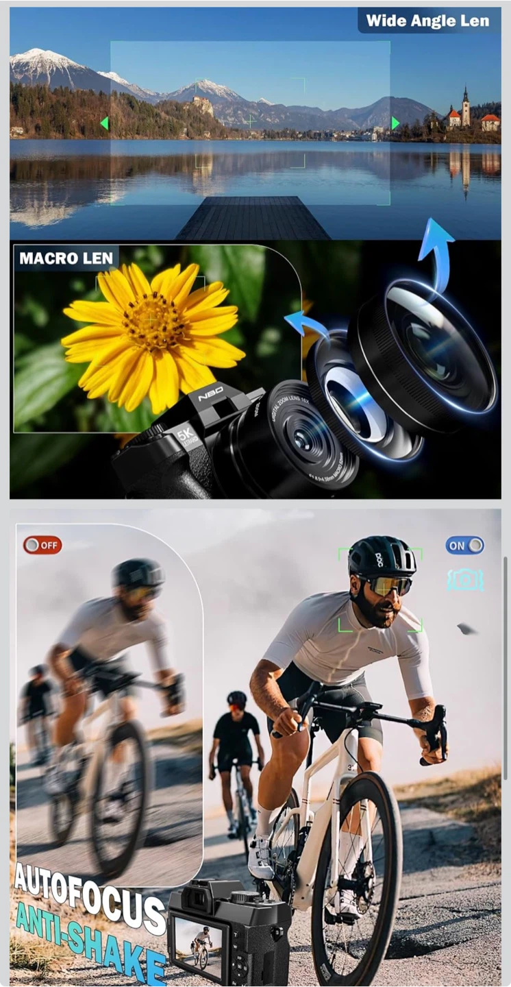 5K Digital Cameras 64MP - 16X Zoom, WiFi, 64GB Card - photo 5