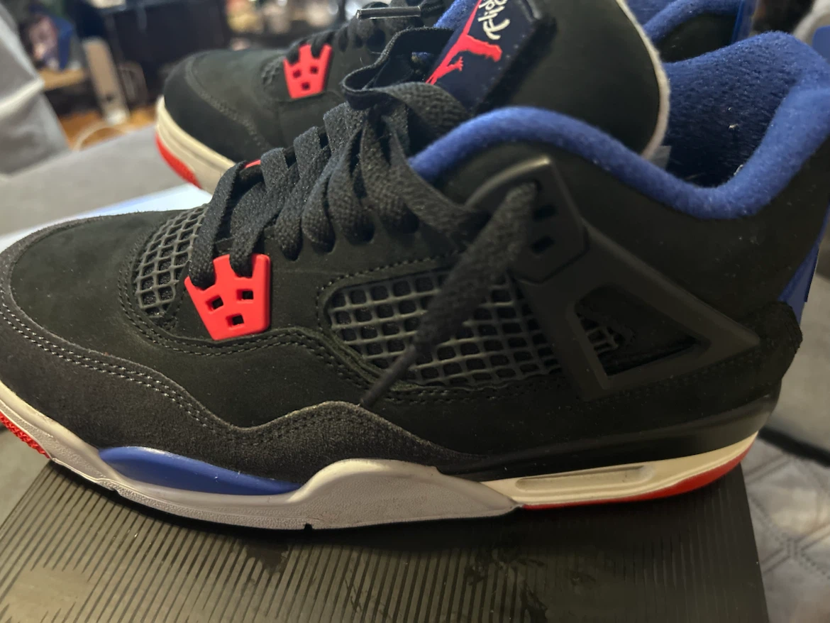 Air Jordan 4 Retro 'Motorsport' Black Blue Red GS Size 6.5Y - photo 2