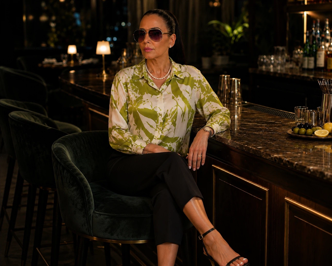 Rachel Zoe Green & Cream Floral Print Silk Shirt Size S - photo 2
