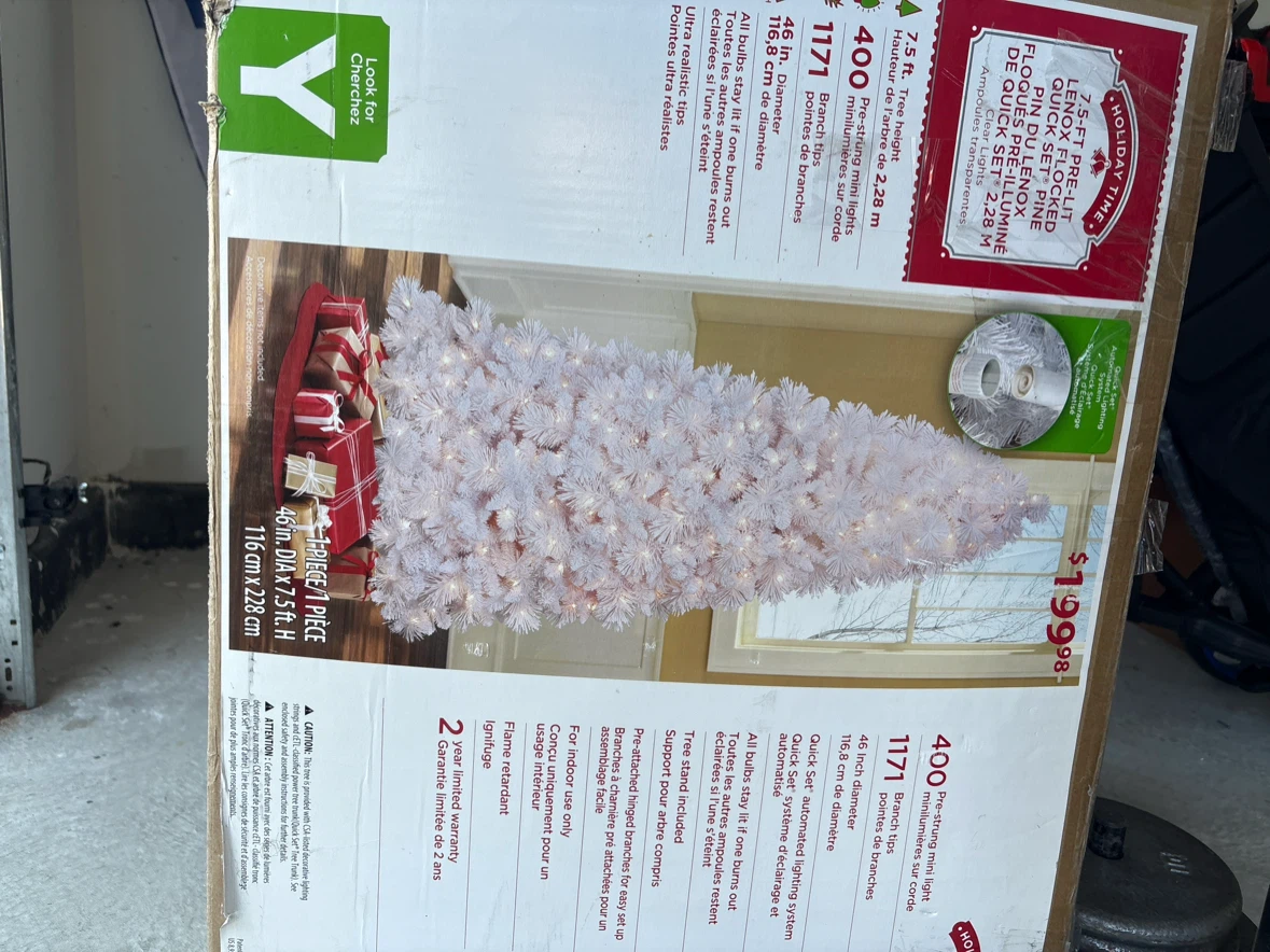 Holiday Time 7.5 ft. Pre-Lit Flocked Pine Christmas Tree