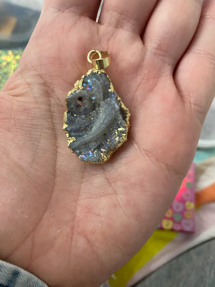 Gold-Edged Druzy Pendant