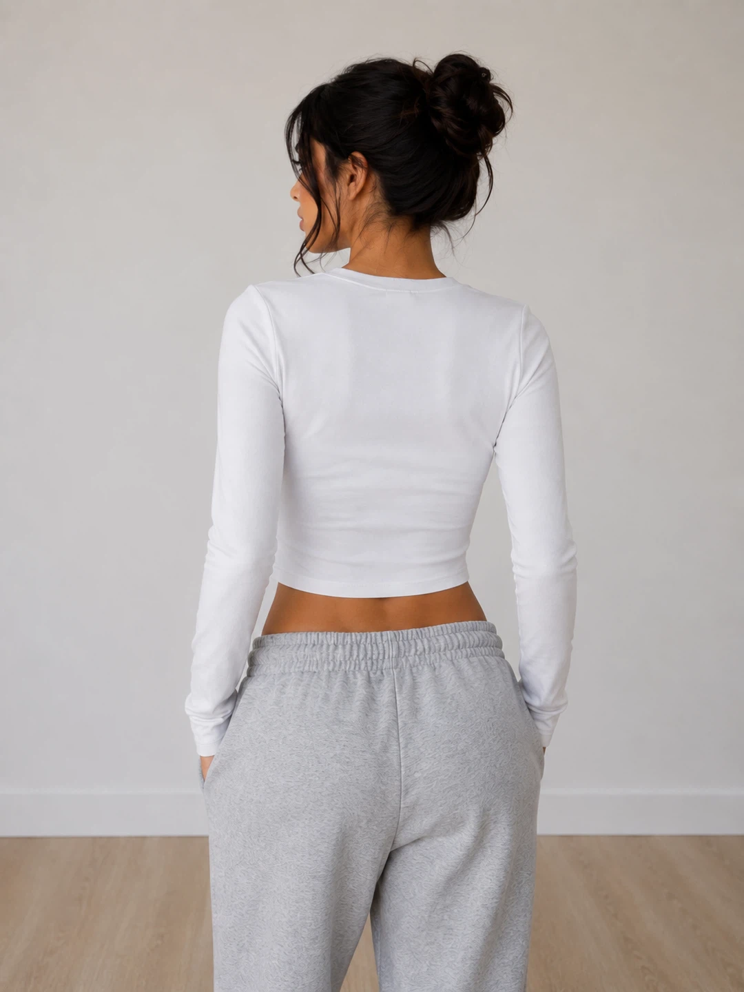 White Long Sleeve Crop Top - photo 2