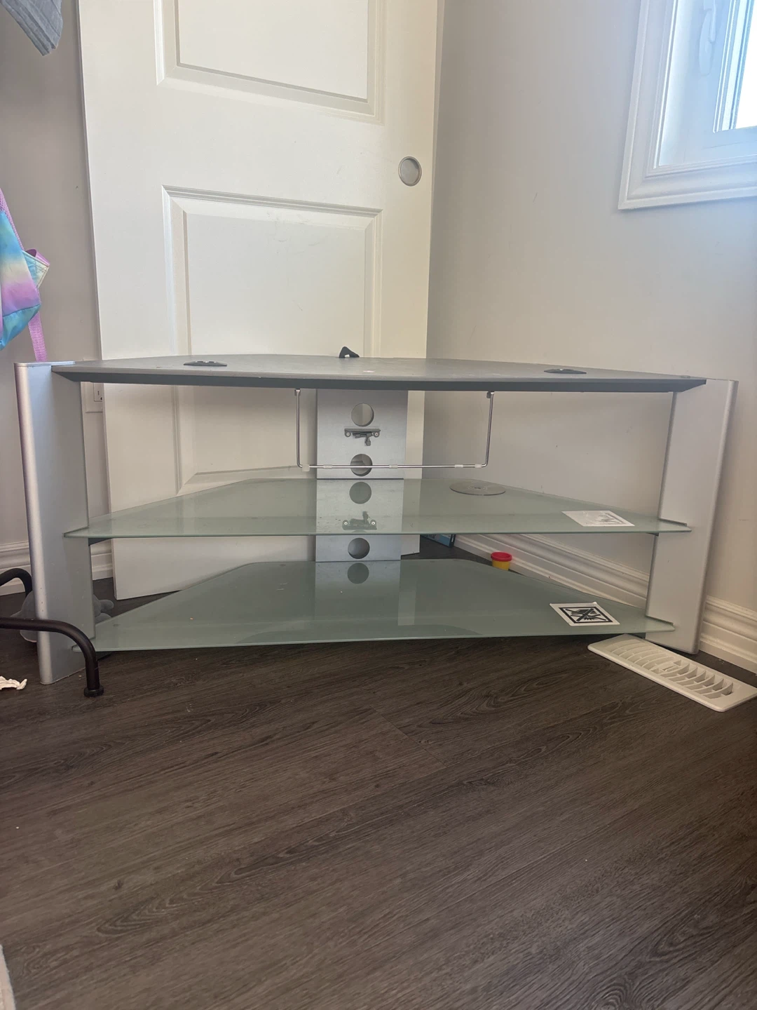 Corner TV Stand with Glass Shelves