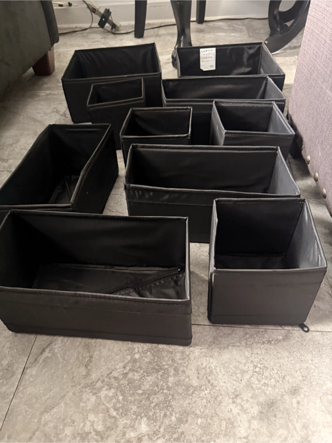 Set 10 Black Fabric Drawer Organizers Set - photo 2