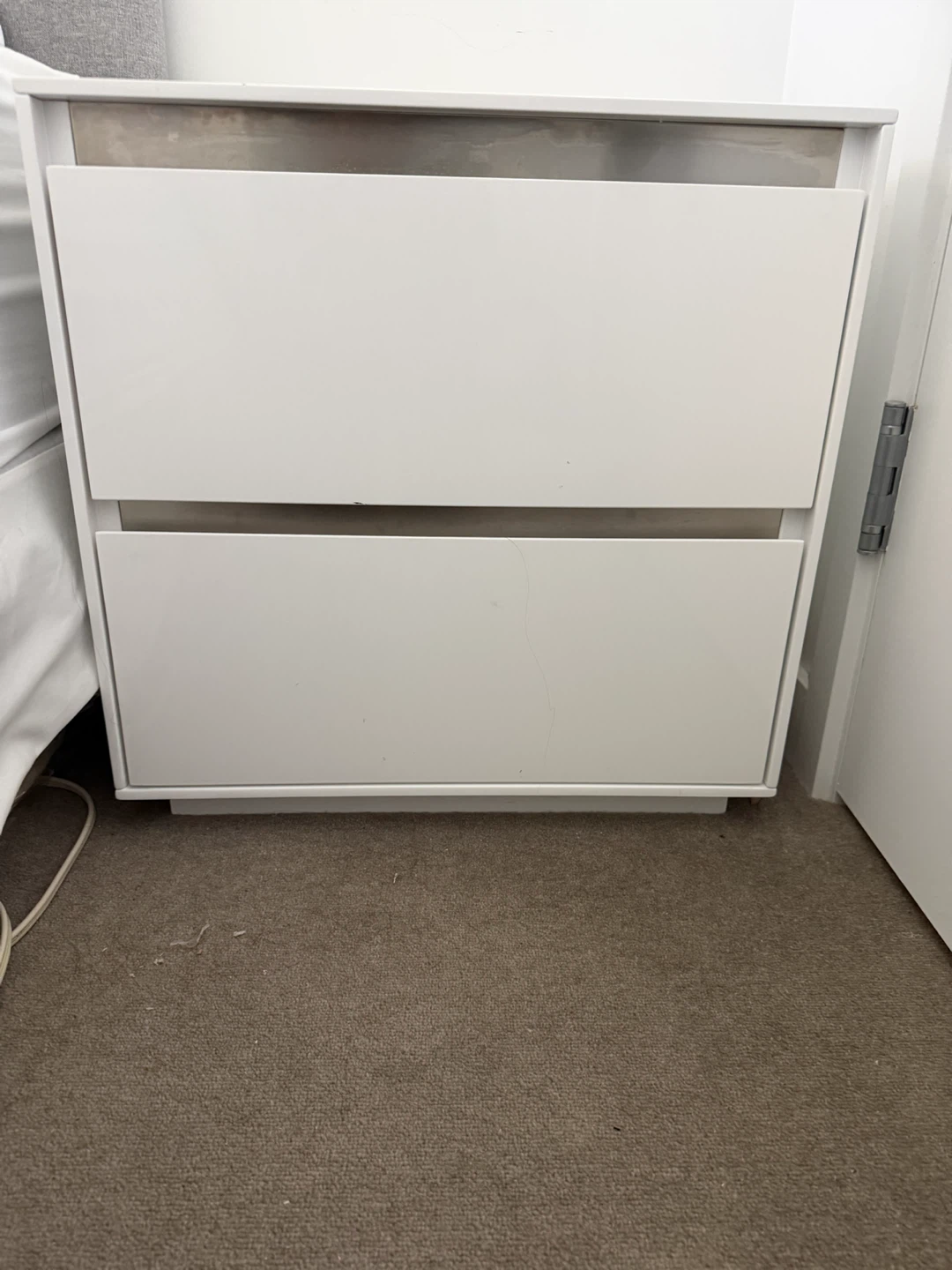 White 2-Drawer Nightstand