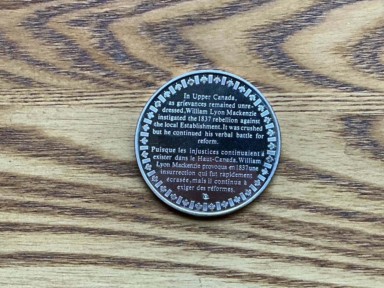 1837 William Lyon MacKenzie: 1972 History Of Canada Medallion - photo 4