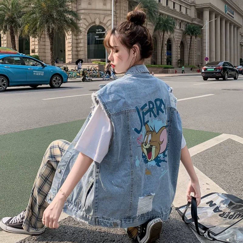 Tom & Jerry Denim Vest New
