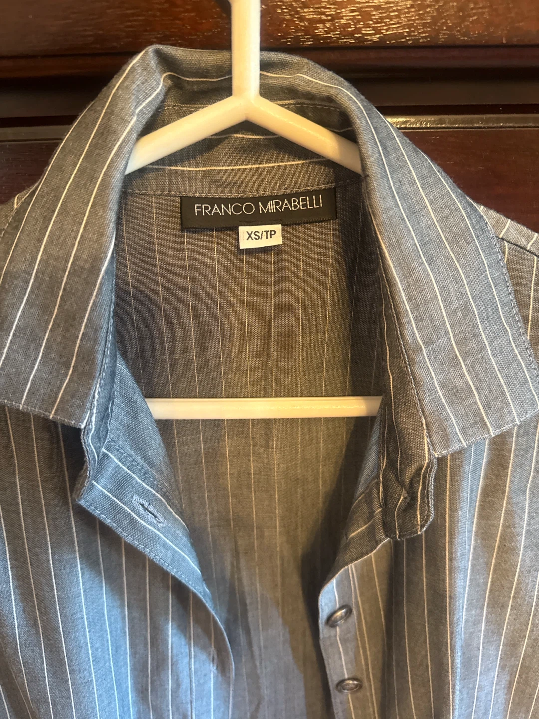 Franco Mirabelli Gray Pinstripe Top XS