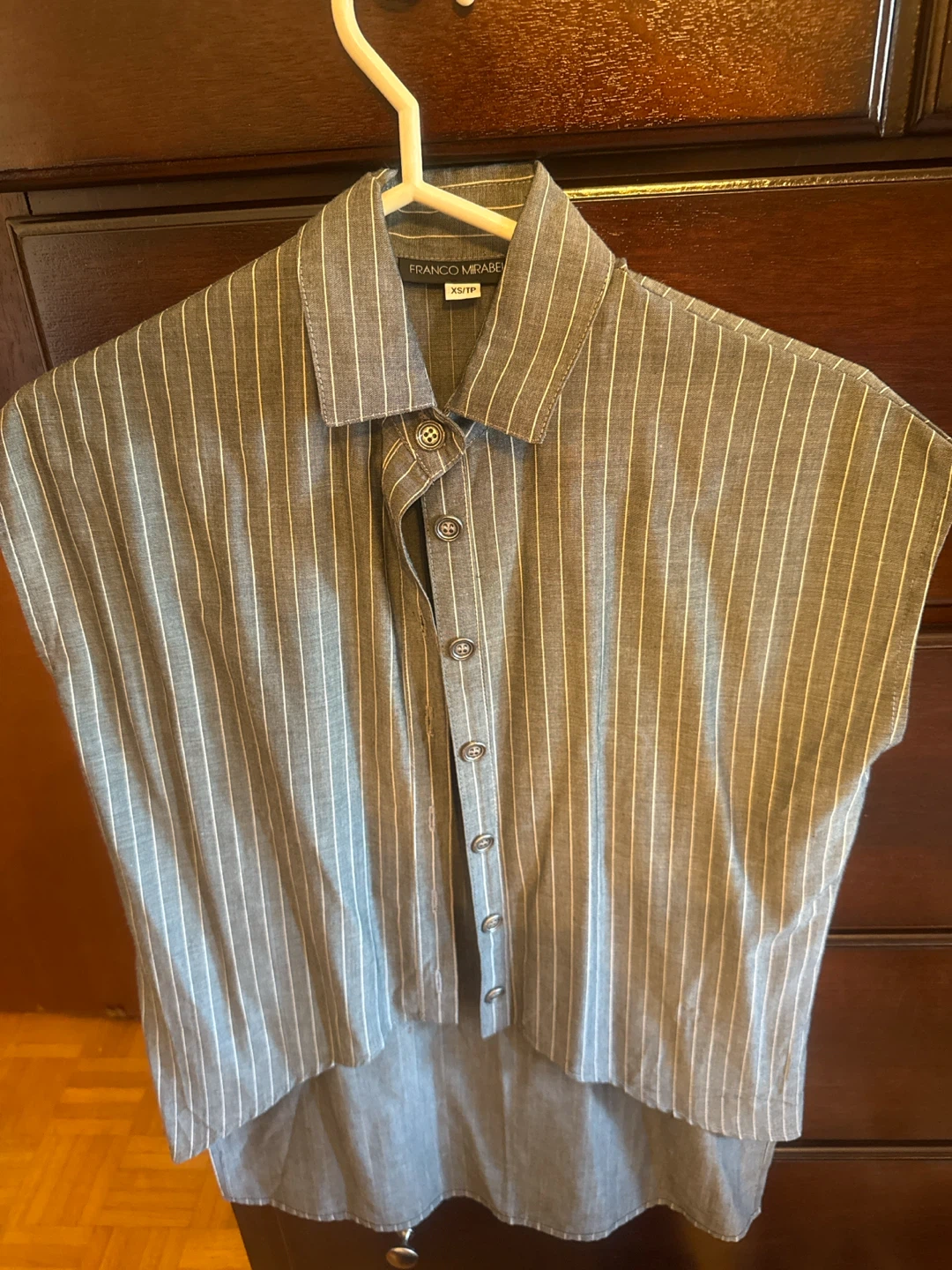 Franco Mirabelli Gray Pinstripe Top XS - photo 2