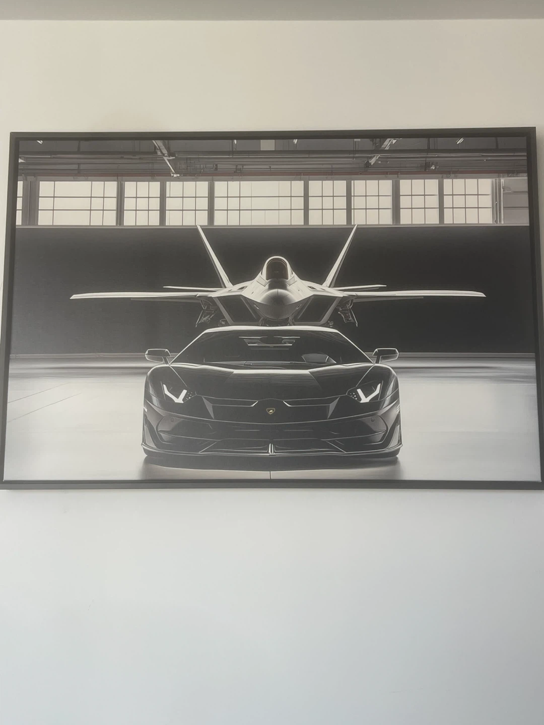 Framed Art Print: Lamborghini and Fighter Jet