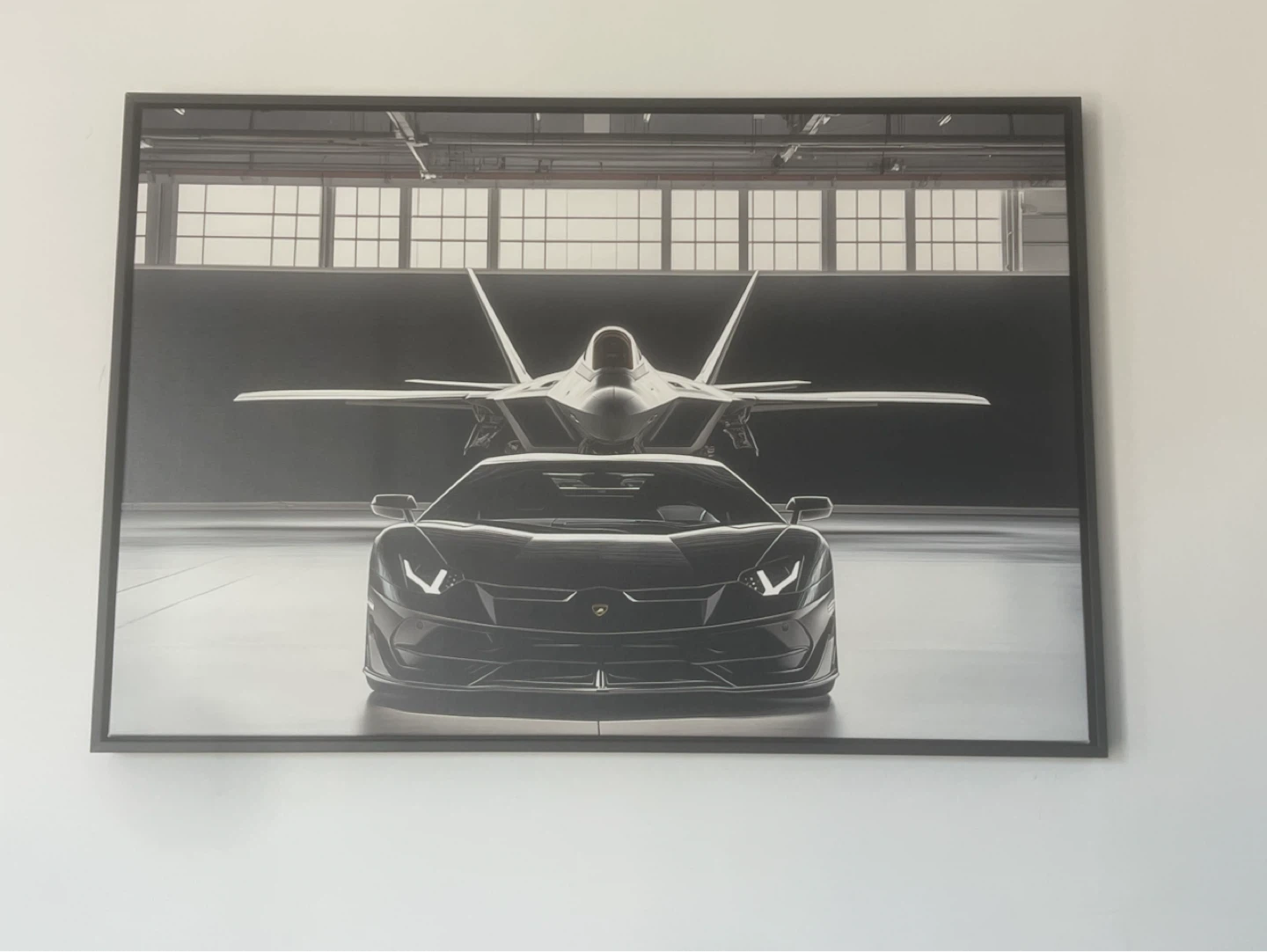 Framed Art Print: Lamborghini and Fighter Jet - photo 2