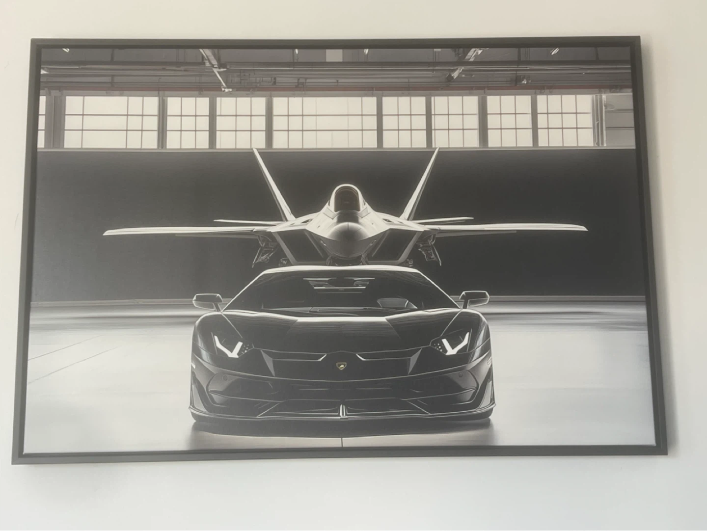 Framed Art Print: Lamborghini and Fighter Jet - photo 3