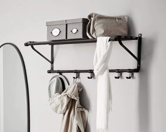 IKEA PORTIS Wall Shelf with Hooks