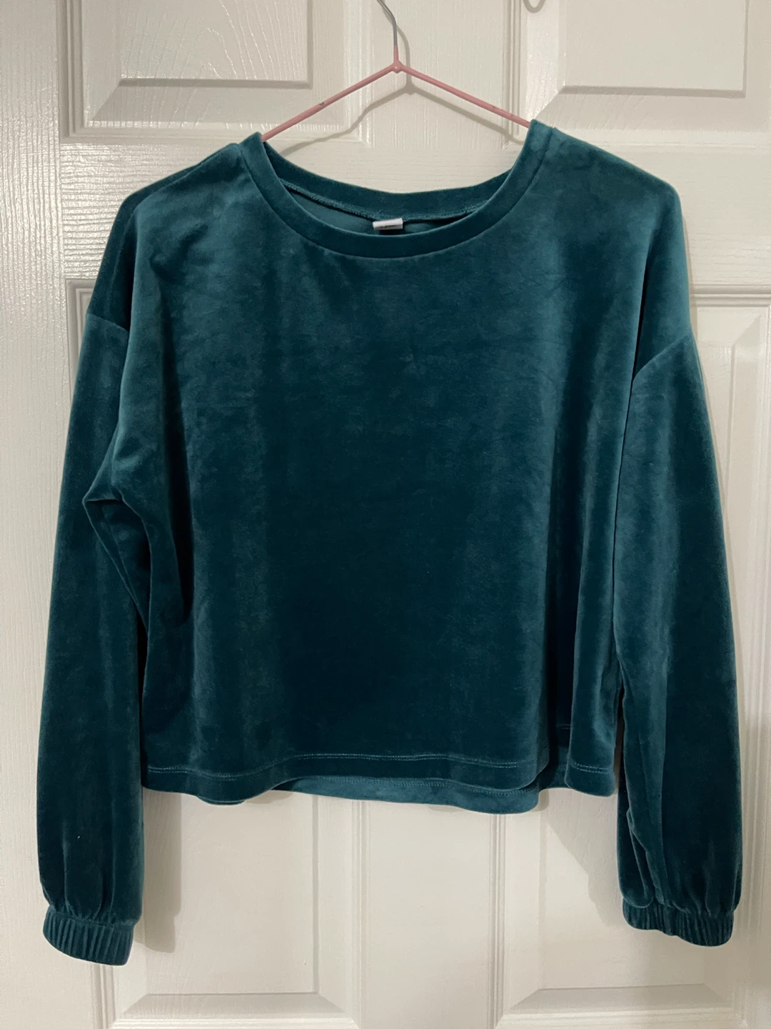 Old Navy Teal Velvet Cropped Sweatshirt Size S