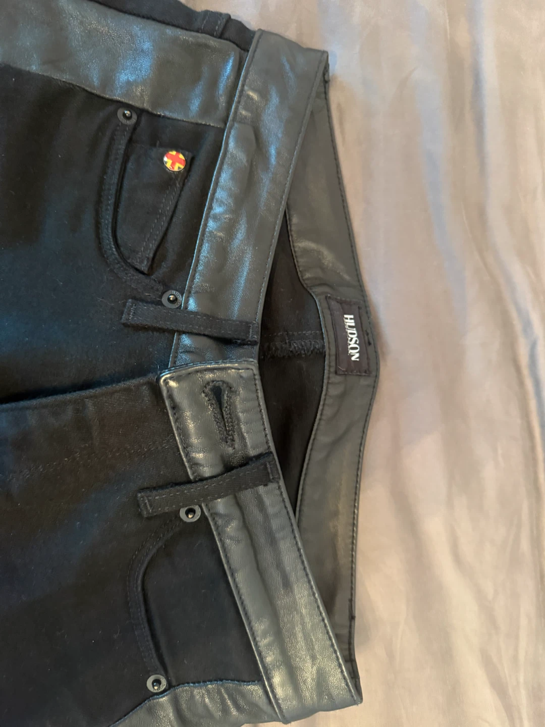 Hudson Black Jeans with Leather Accents
