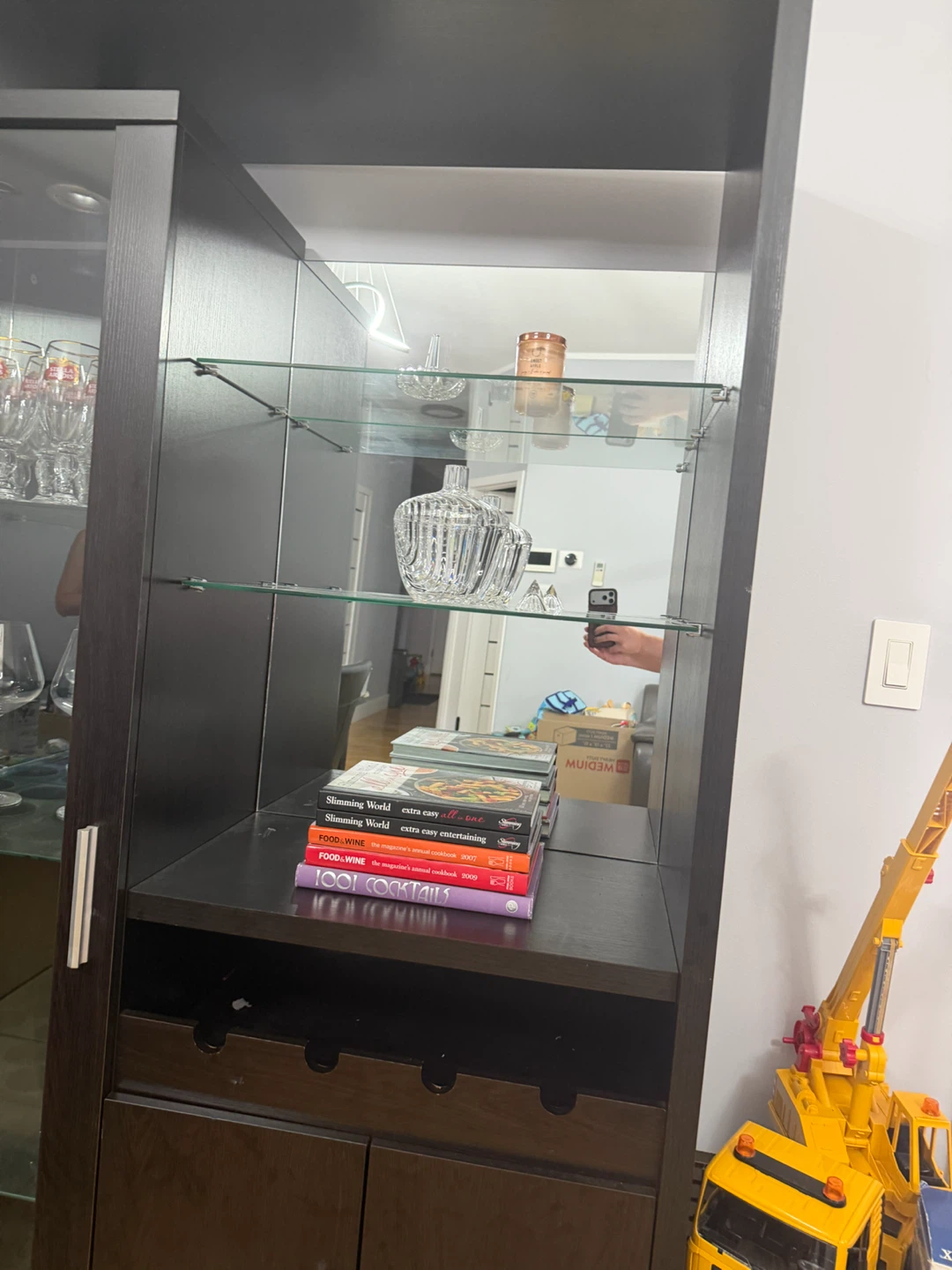 Dark Wood Bar Cabinet with Glass Doors - photo 3