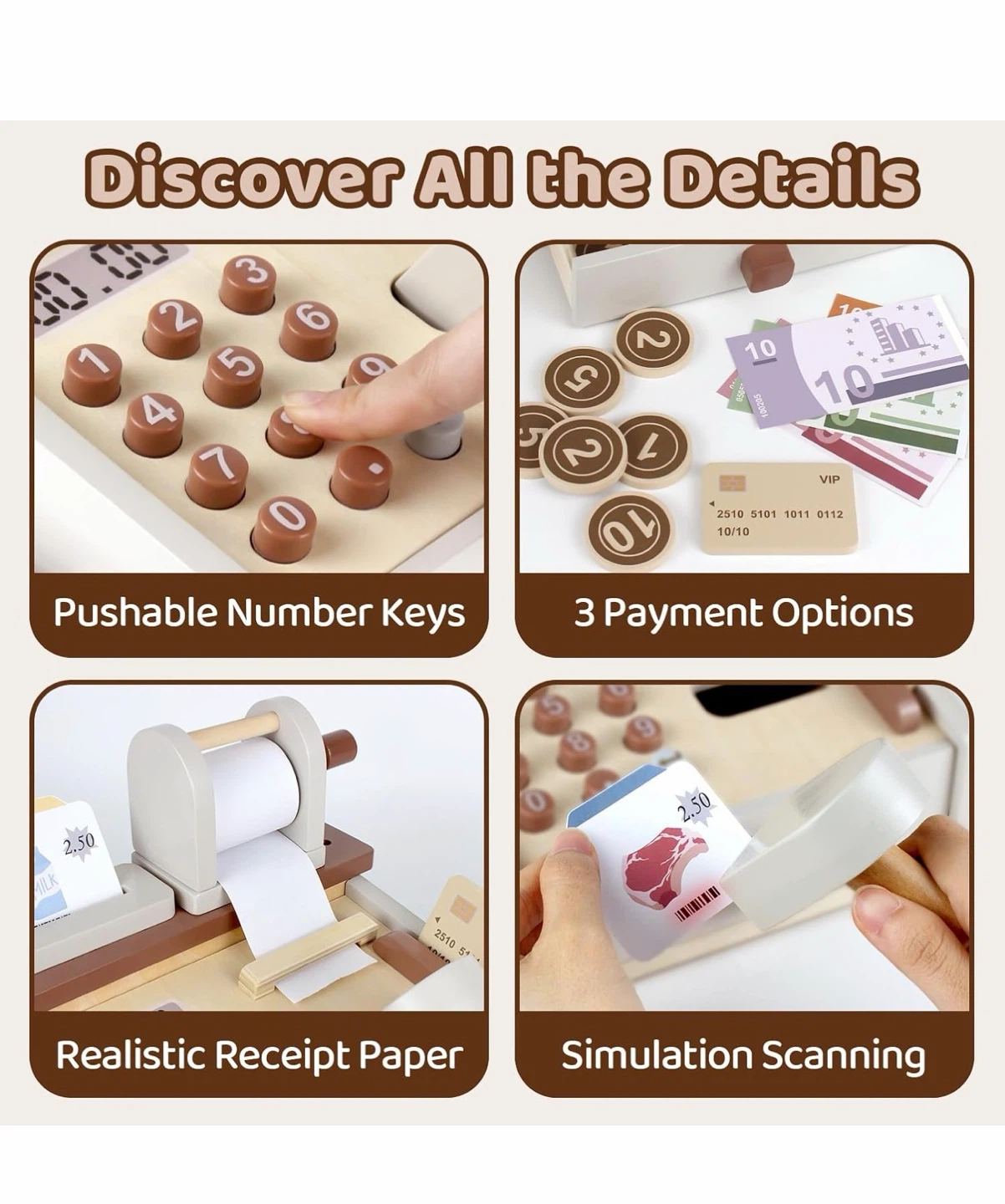 AIRLAB Wooden Play Cash Register Toy