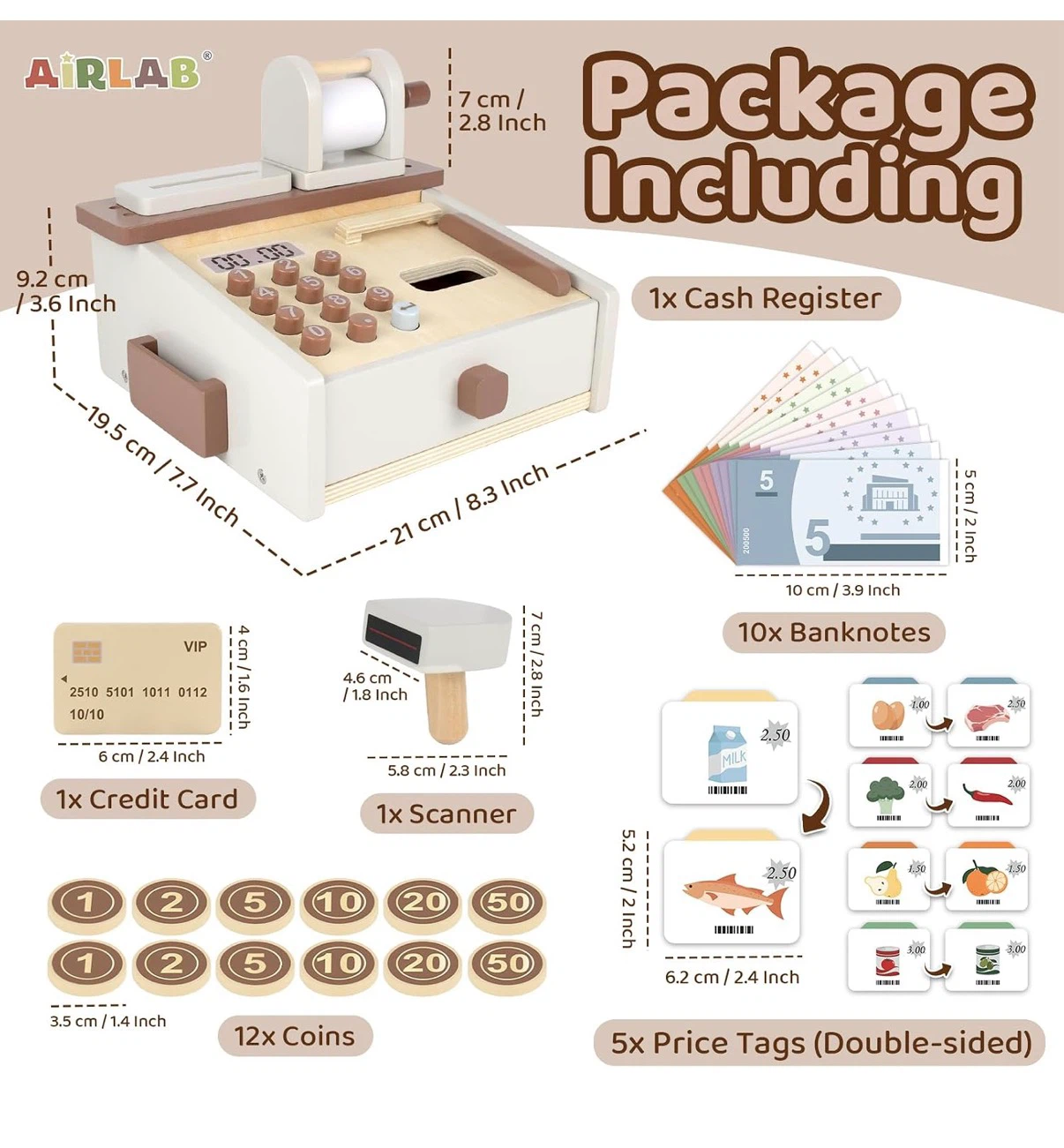AIRLAB Wooden Play Cash Register Toy - photo 2