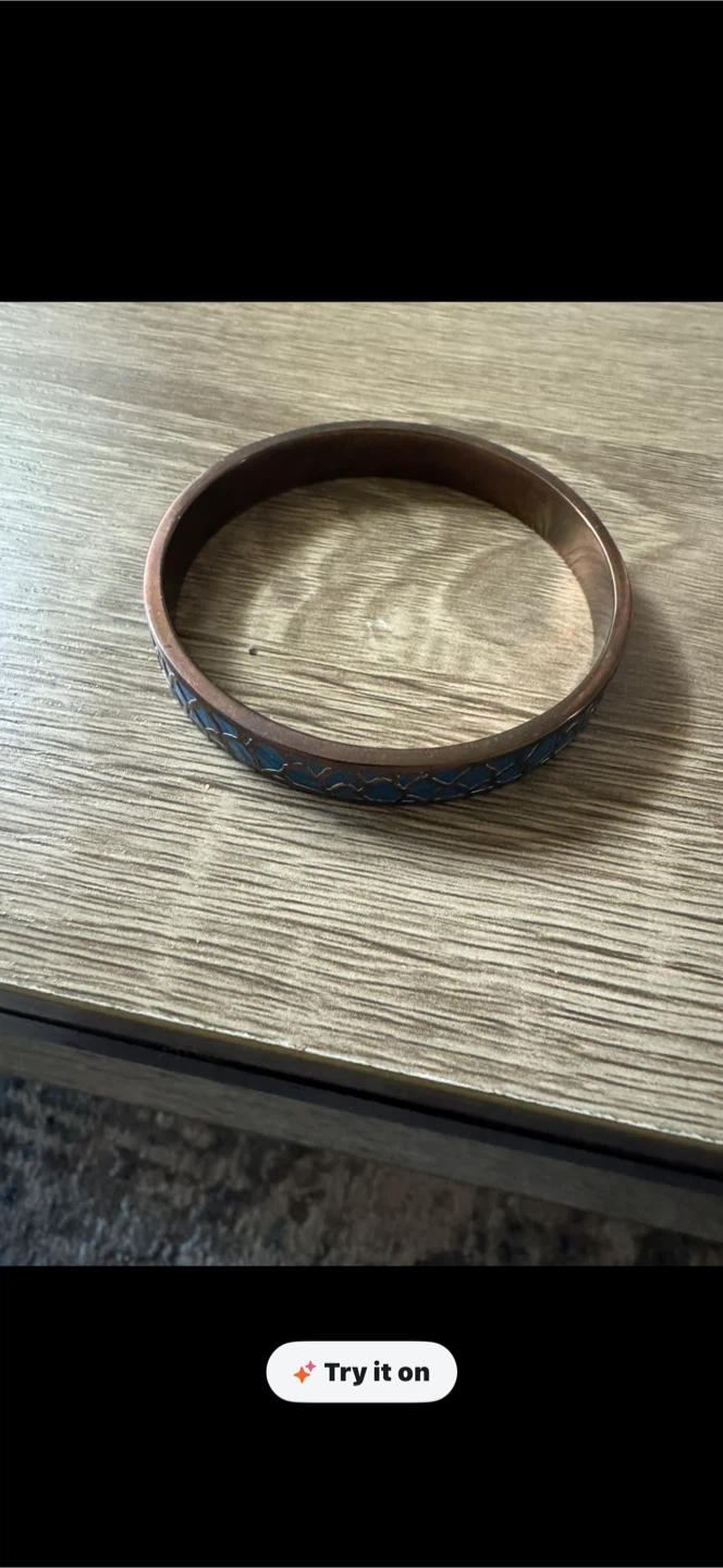 Vintage Copper and Enamel Bangle Bracelet