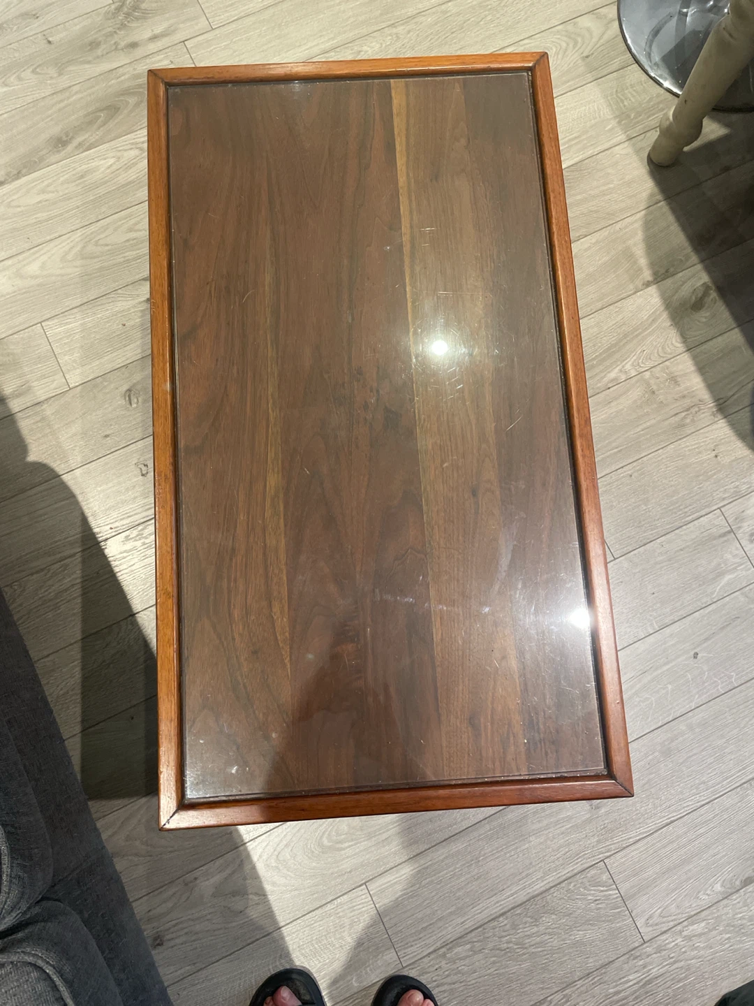 Wooden Coffee Table with Glass Top